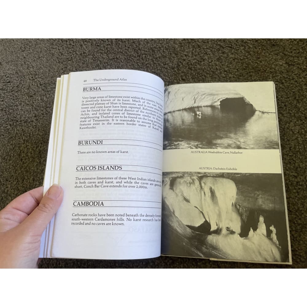 The underground atlas: a gazette of the world’s cave regions - print books book - condition: used - geography printed