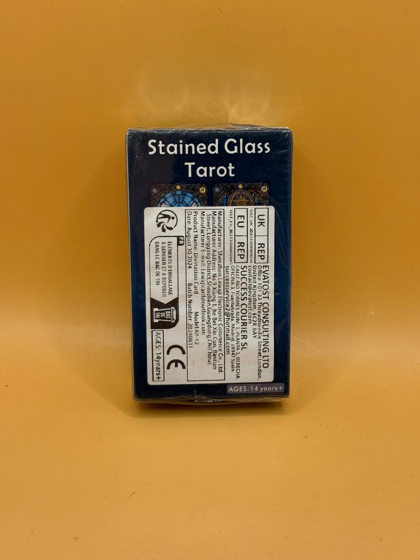 Stained Glass Tarot 78-card deck back packaging