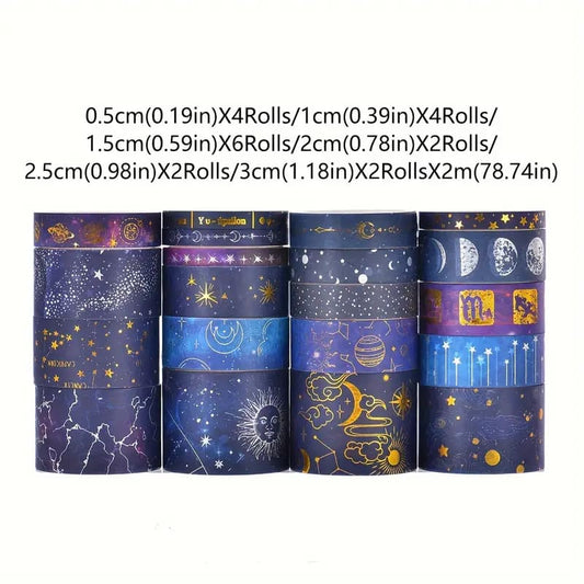 Vast starry night washi tape 20pc set - decorative tape craft - craft supplies crafts