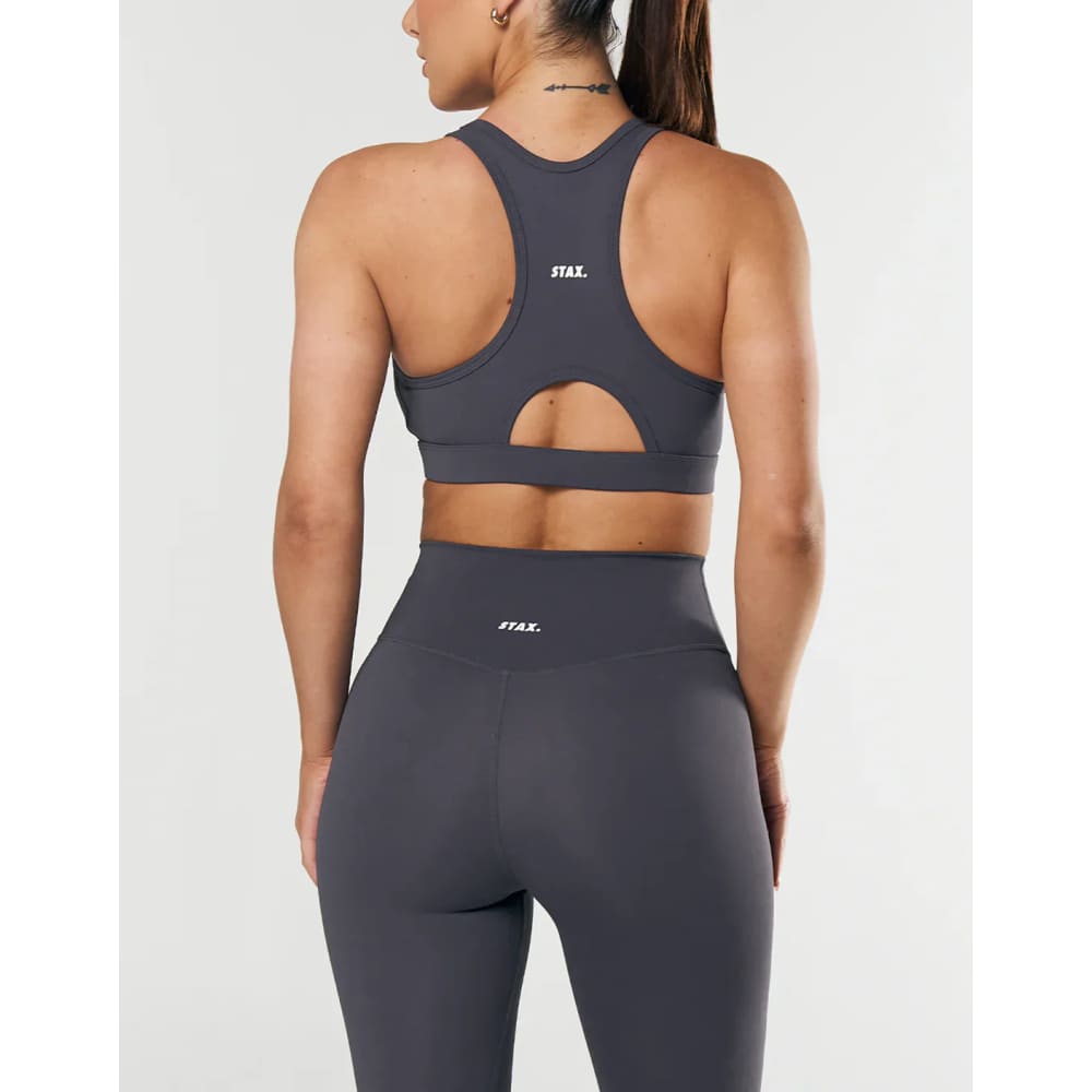Stax size s blaze crop nandex ™ dark grey - sports bras special categories women’s apparel