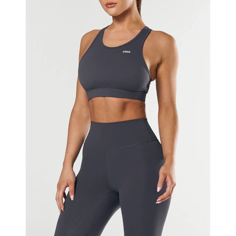 Stax size s blaze crop nandex ™ dark grey - sports bras special categories women’s apparel