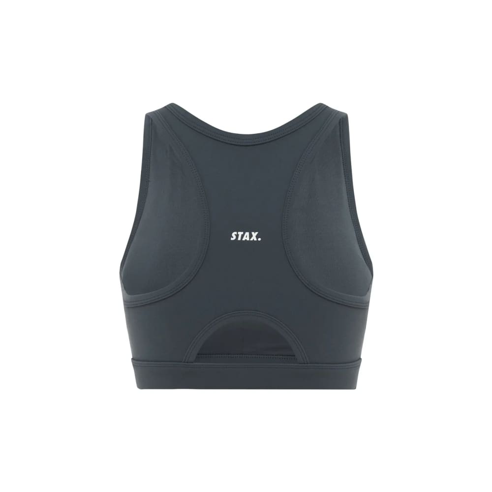 Stax size s blaze crop nandex ™ dark grey - sports bras special categories women’s apparel