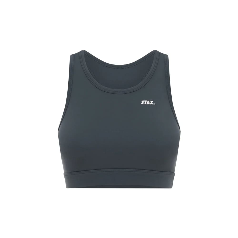 Stax size s blaze crop nandex ™ dark grey - sports bras special categories women’s apparel
