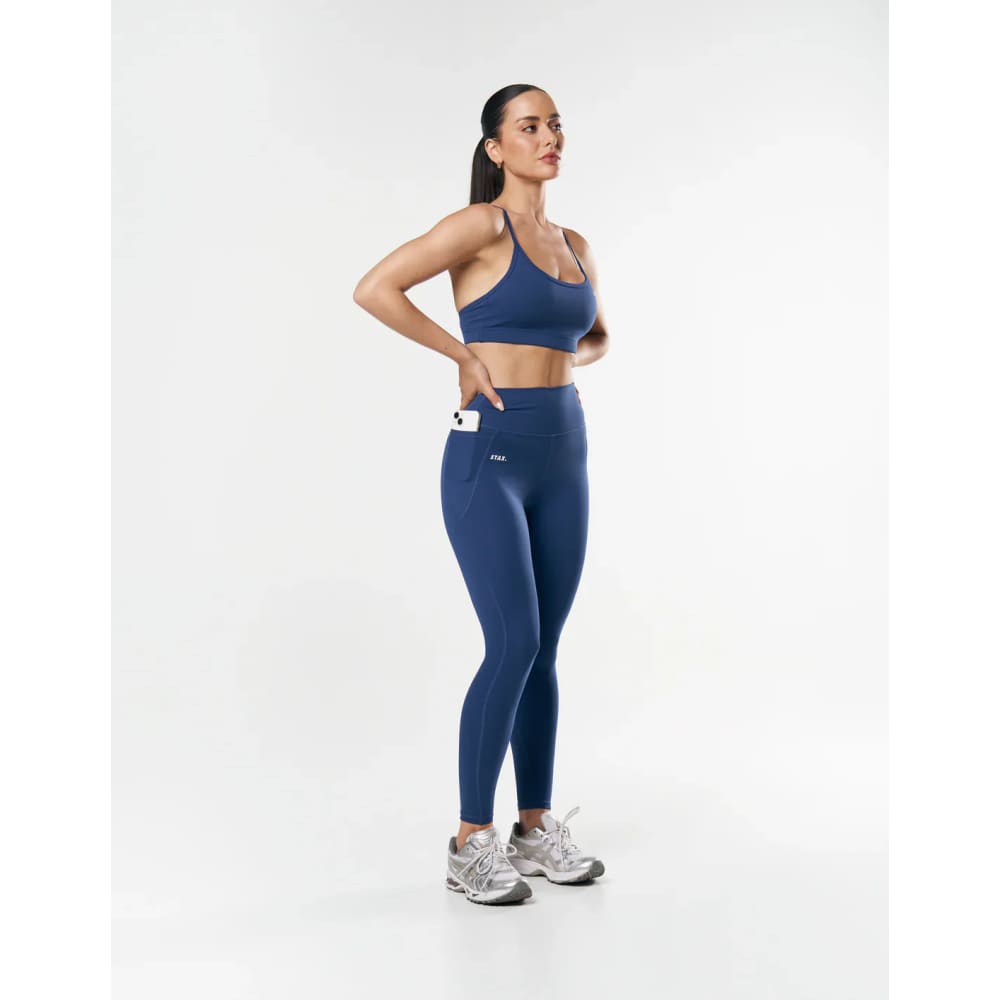 Stax size m phone pocket tights nandex ™ navy - tights bottom women’s apparel