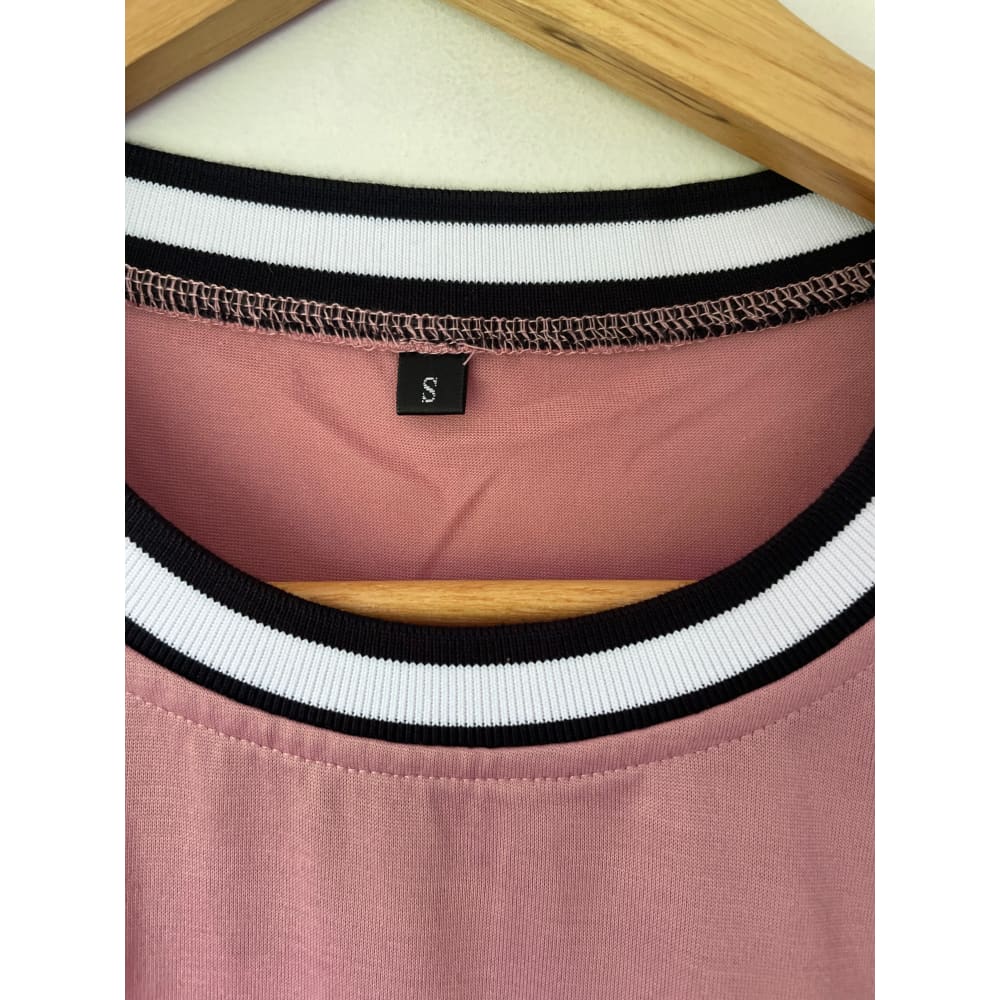 Shein size s stay awakeā graphic tee with sporty trim - clothing tops clothing & fashion - tee - top womenās apparel