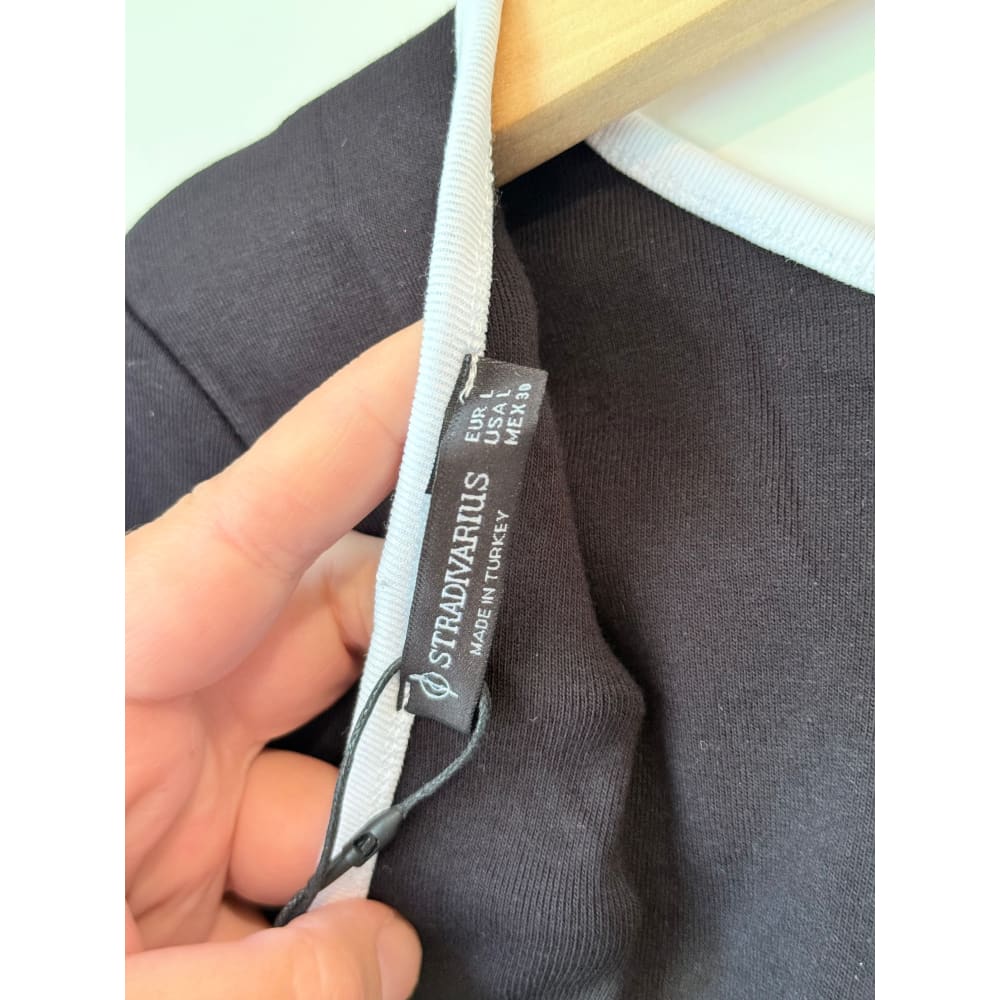 Stradivarius black long sleeve top – size l | sleek & stretchy wardrobe staple - shirts top women’s apparel