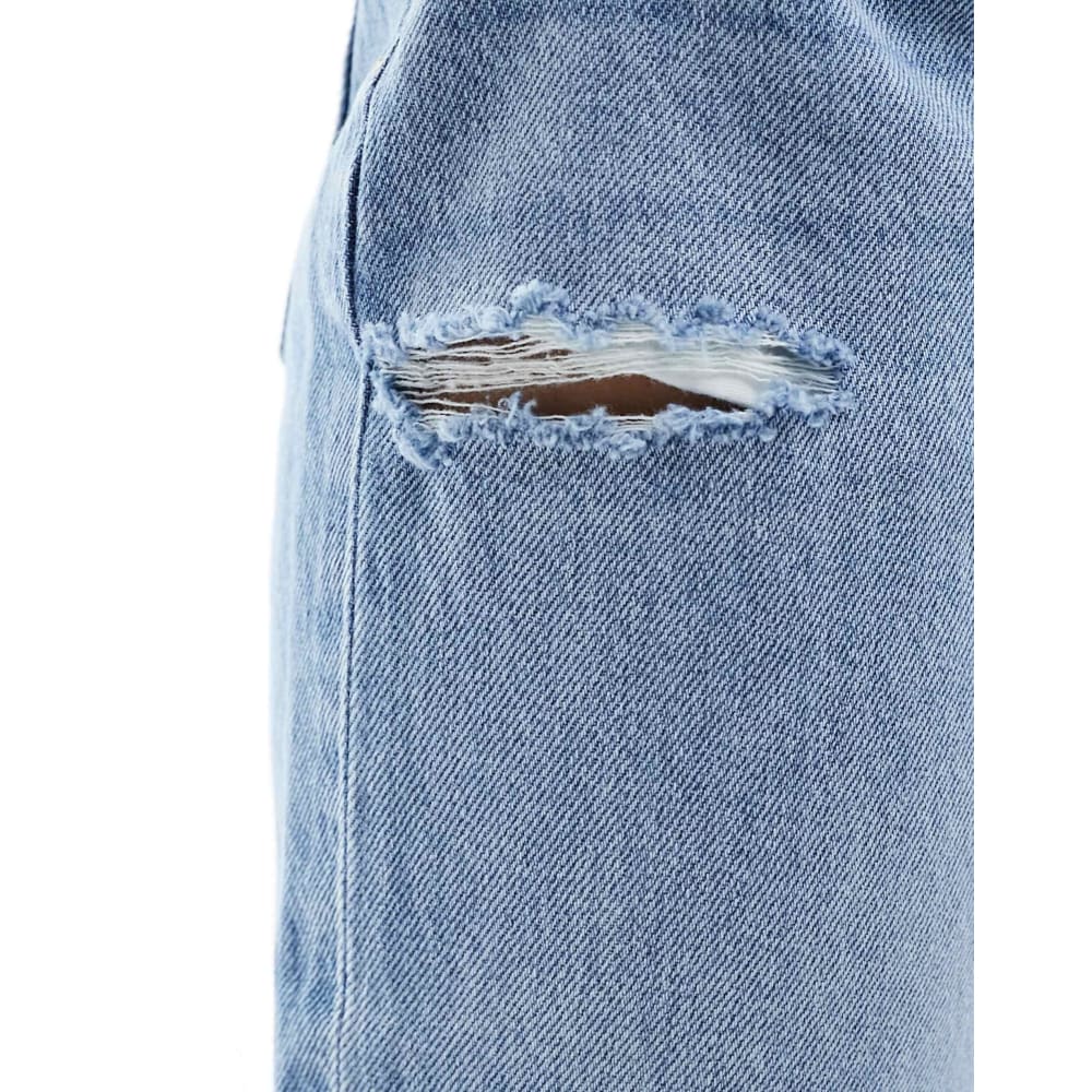 Stradivarius size 14 fluid wide leg jeans in medium blue wash - mid blue - jeans bottom womenâs apparel