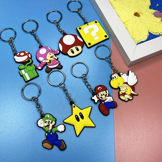 8pc super mario keyrings - dolls playsets & toy figures stationery