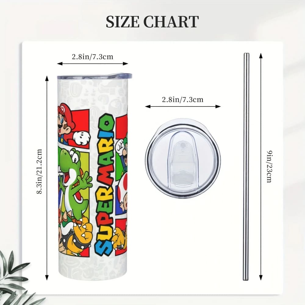 Super mario 20oz stainless steel tumbler with lid & straw - tumblers home&living materials
