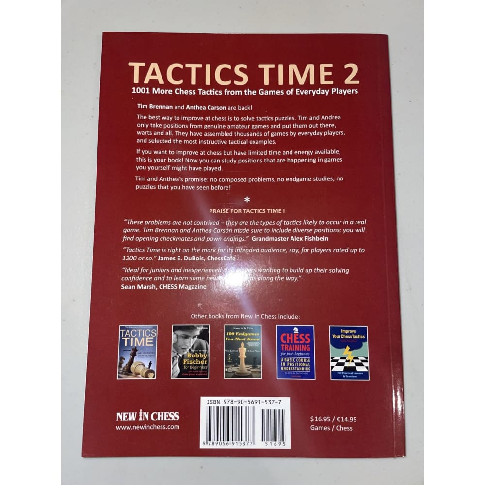 Tactics time 2: 1001 chess tactics - tim brennan & anthea carson - print books book - games printed media