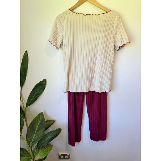 No brand size s soft knit heart detail pyjama set - pajamas bottom women’s apparel