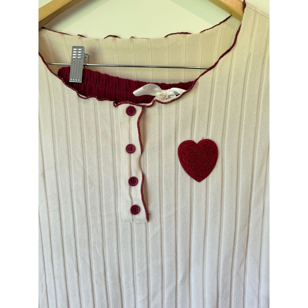 No brand size s soft knit heart detail pyjama set - pajamas bottom womenâs apparel