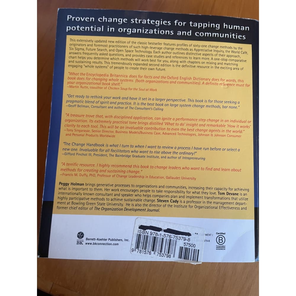 The change handbook: the definitive resource on a today’s best methods - print books book printed media