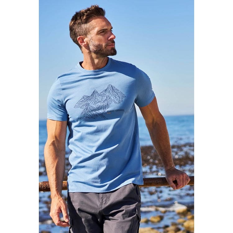 Mountain warehouse size s tonal mountain mens t-shirt - blue - t-shirts tops men’s apparel