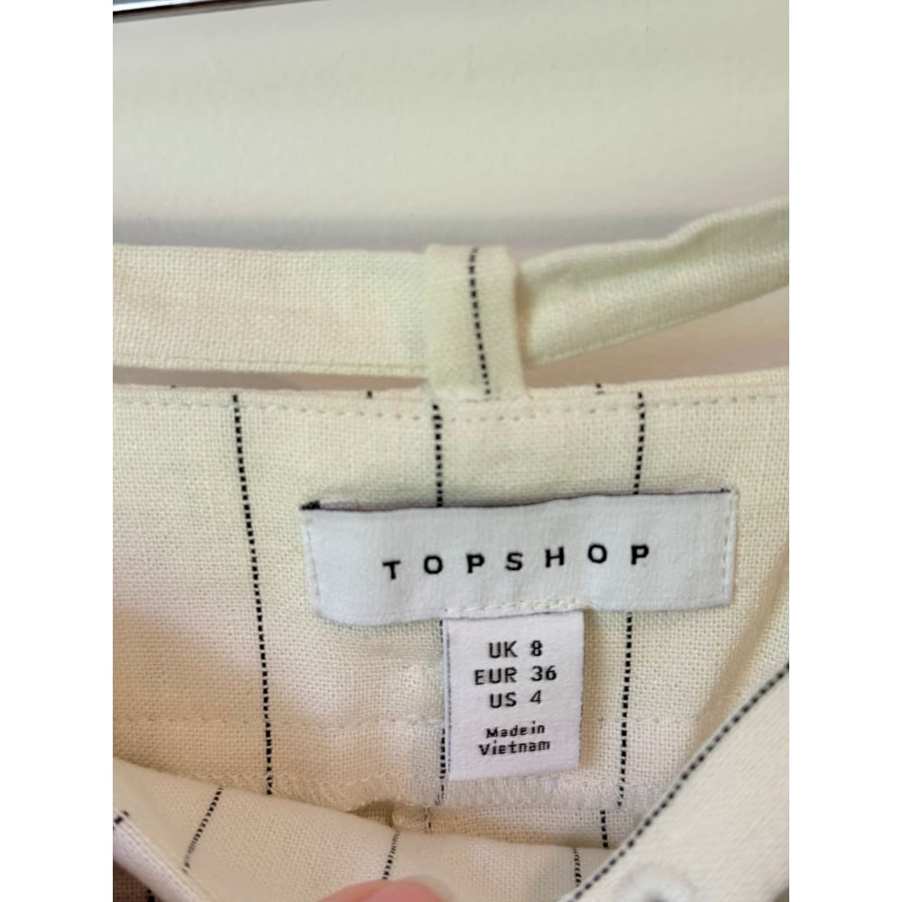 Topshop size 8 co-ord stripe linen blend trousers – cream with subtle mark - trousers bottom women’s apparel