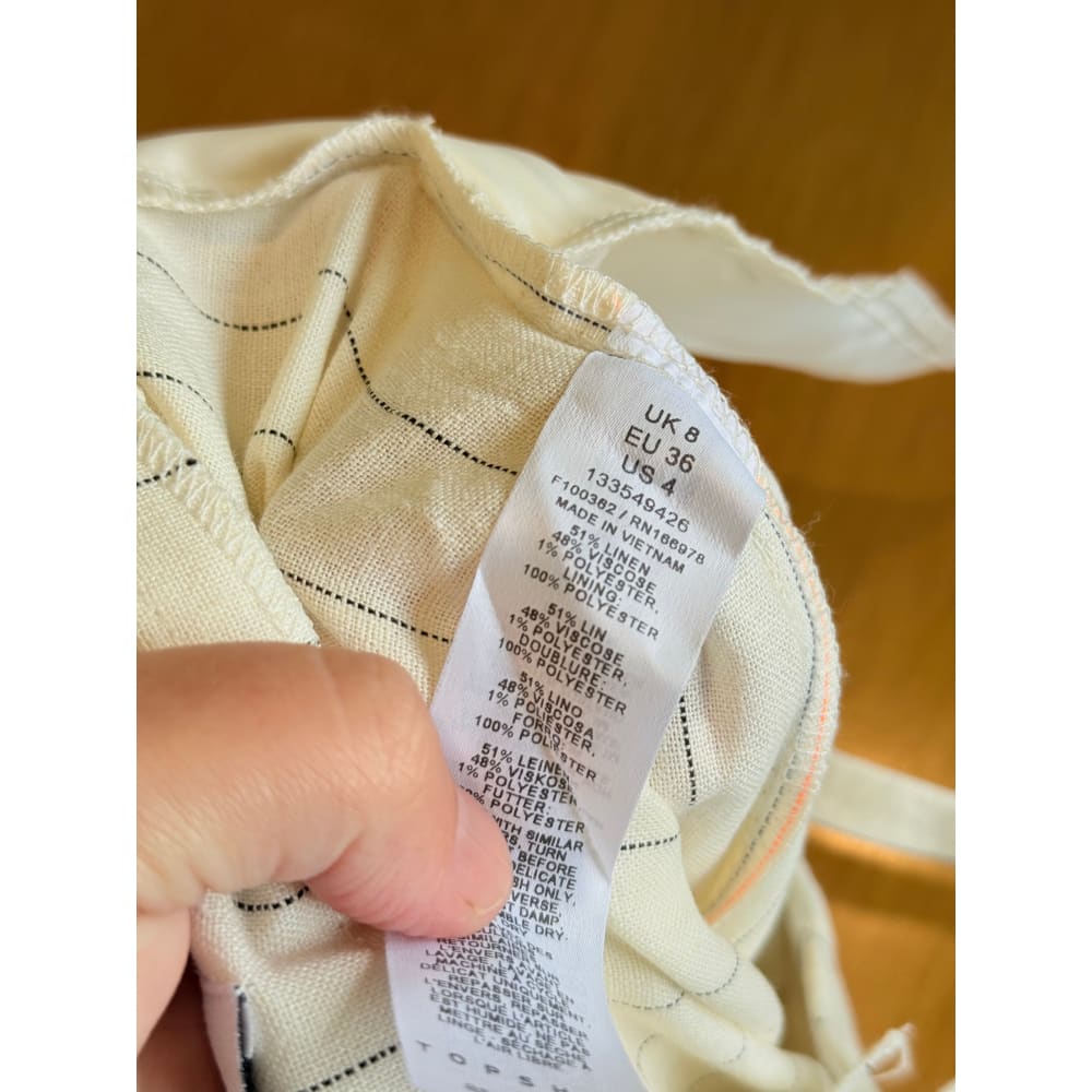 Topshop size 8 co-ord stripe linen blend trousers – cream with subtle mark - trousers bottom women’s apparel