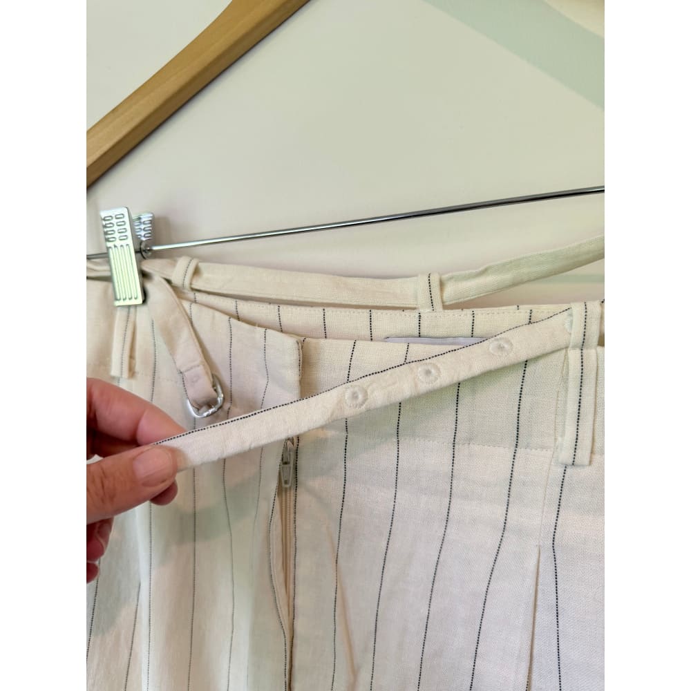 Topshop size 8 co-ord stripe linen blend trousers – cream with subtle mark - trousers bottom women’s apparel