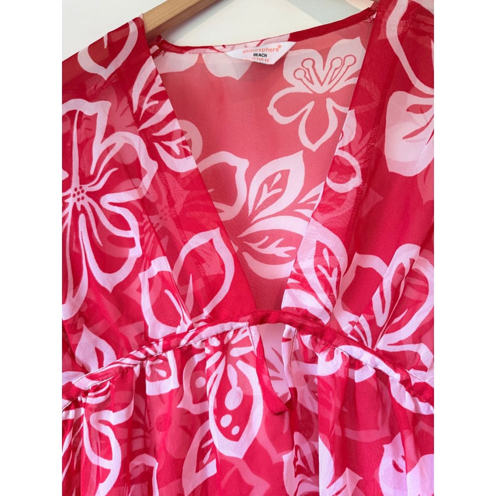 Atmosphere beach size 12 red floral cover-up - cover ups condition: used - top women’s apparel