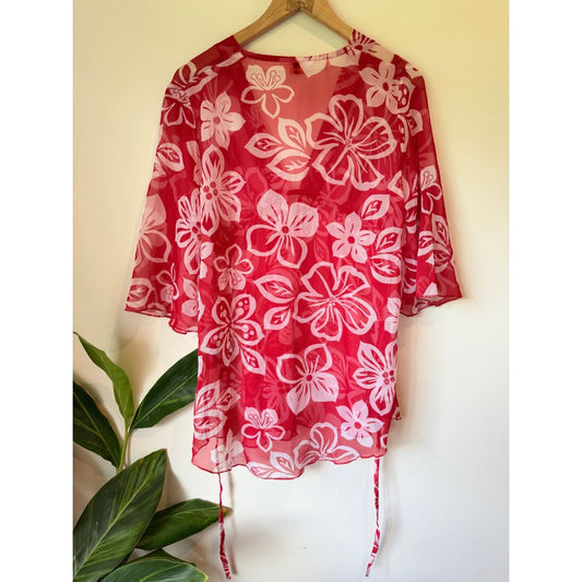 Atmosphere beach size 12 red floral cover-up - cover ups condition: used - top women’s apparel