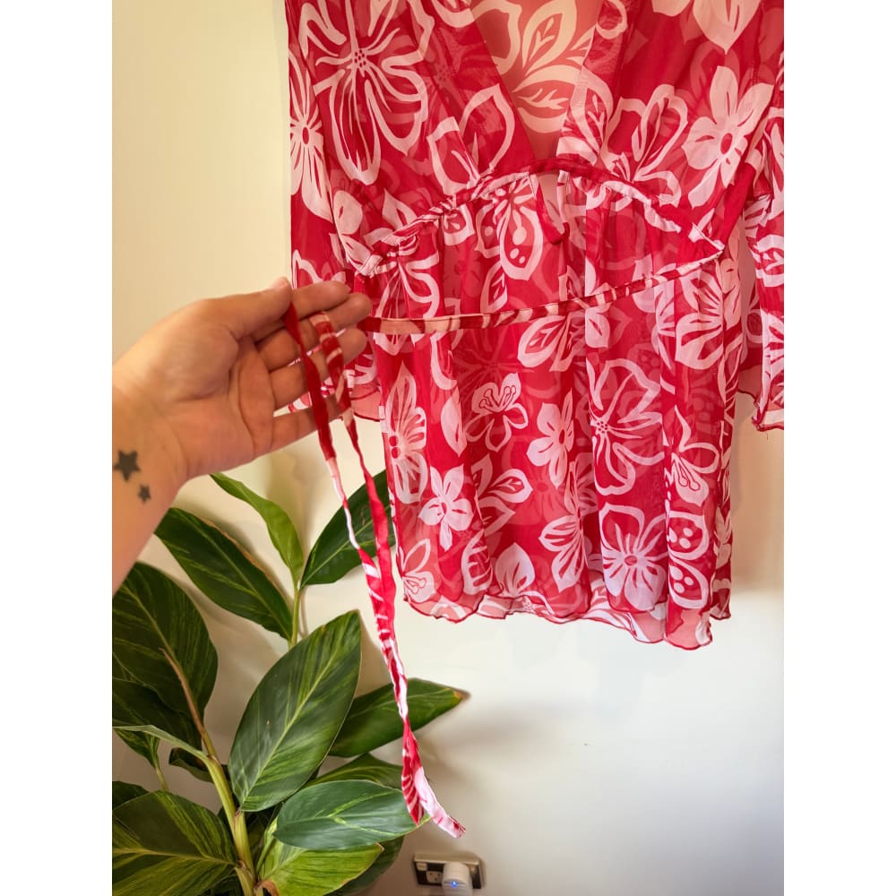 Atmosphere beach size 12 red floral cover-up - cover ups condition: used - top women’s apparel