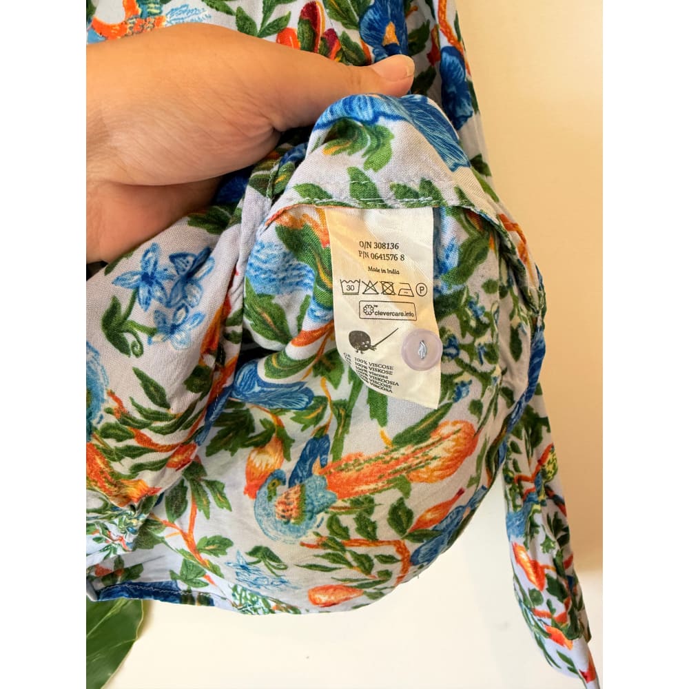 Monkl size xs floral print button-up long sleeve shirt - pinback buttons condition: used - top women’s apparel