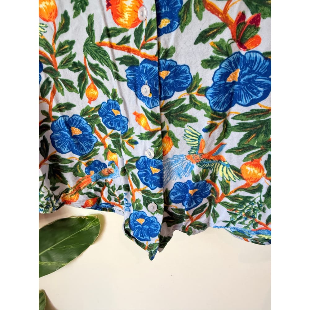 Monkl size xs floral print button-up long sleeve shirt - pinback buttons condition: used - top women’s apparel
