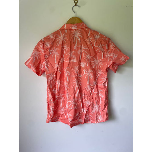 Shein 13-14y tropical palm print button-up shirt - clothing tops baby clothing - clothing & fashion - polo - teen