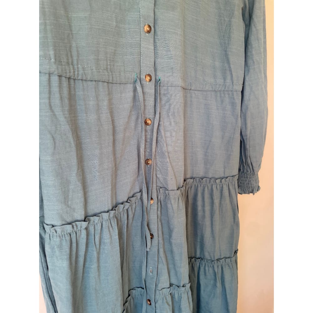Brand New Cut Label Branded Clothing Clearance* BRAND UNKNOWN Size 12 Turquoise Linen Blend Dress