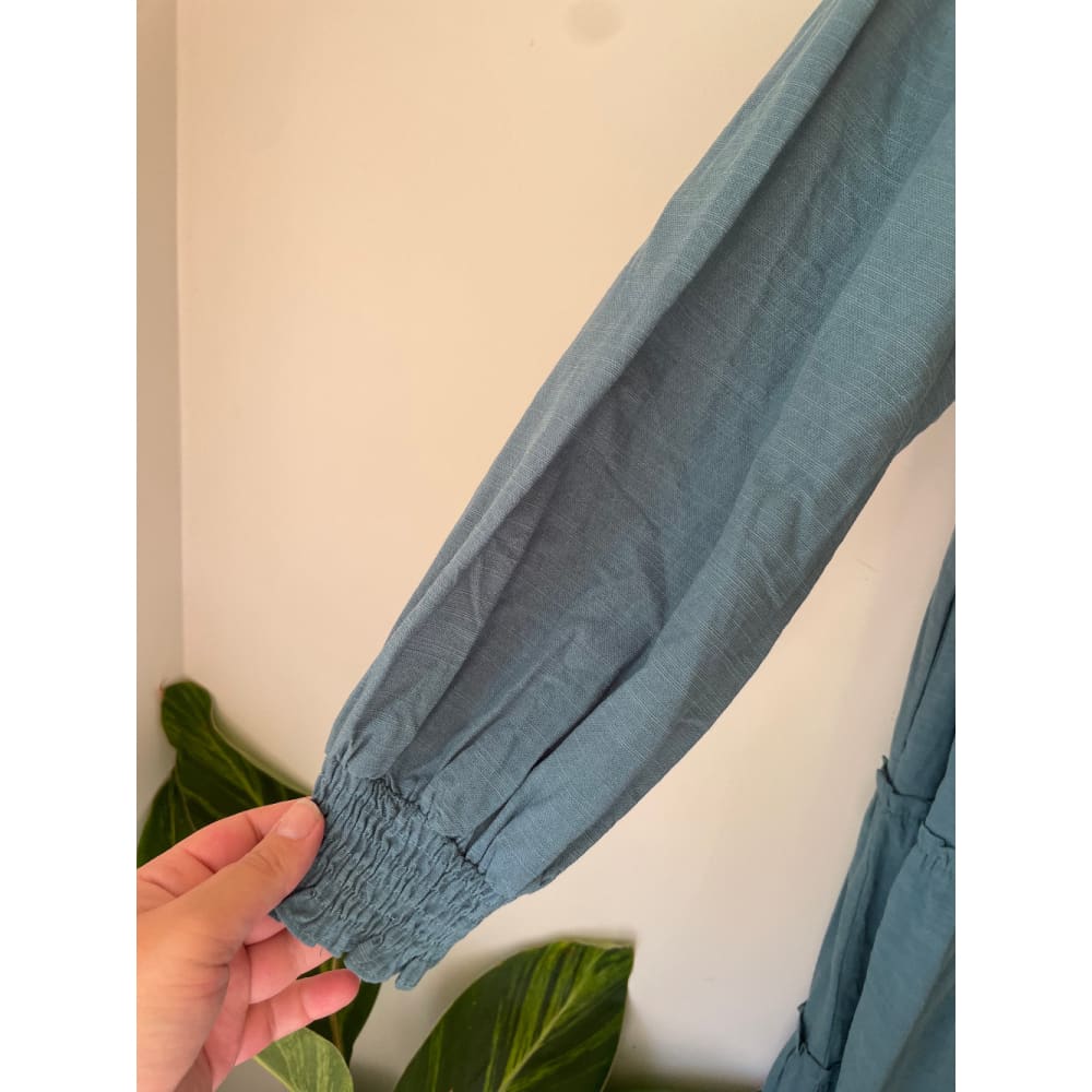 Brand new cut label brand unknown size 12 turquoise linen blend dress - dresses bnew label cut branded clothing