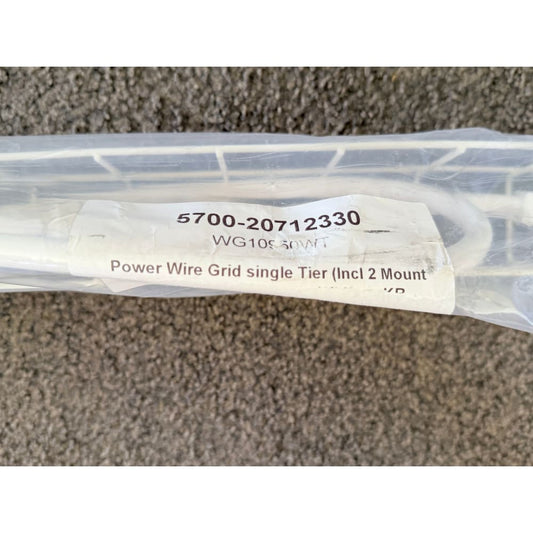 Wire grid under desk tray 950mm – single tier with 2x brackets & outlets | white – brand new - cable management