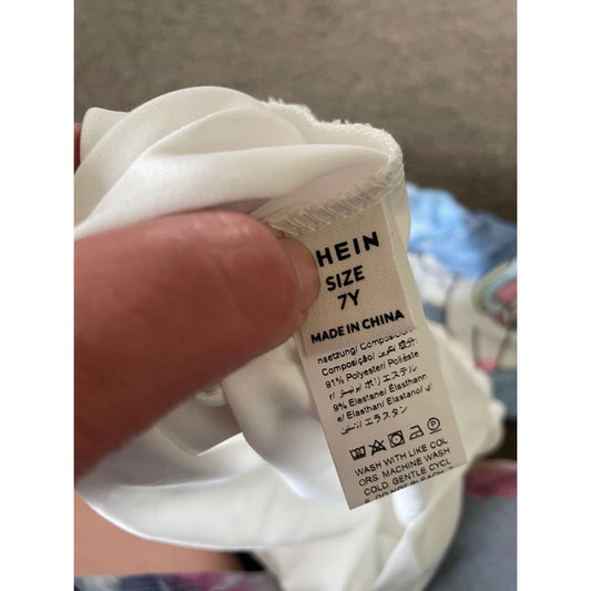 Shein 7y unicorn denim skirt & puff sleeve top set for kids - outfit sets baby clothing - clothing & fashion - kids