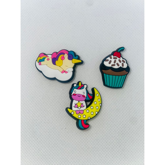 3x unicorn shoe charms - cupcake - shoe accessories clogs - shoe accessories - shoe charms fashion accessories