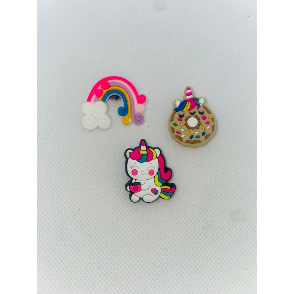 3x unicorn shoe charms - rainbow - shoe accessories clogs - shoe accessories - shoe charms fashion accessories