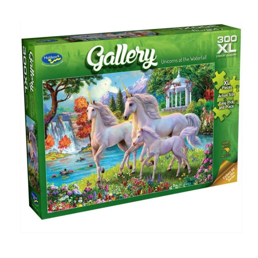 Holdson gallery unicorns at the waterfall 300 xl piece puzzle - jigsaw puzzles toys