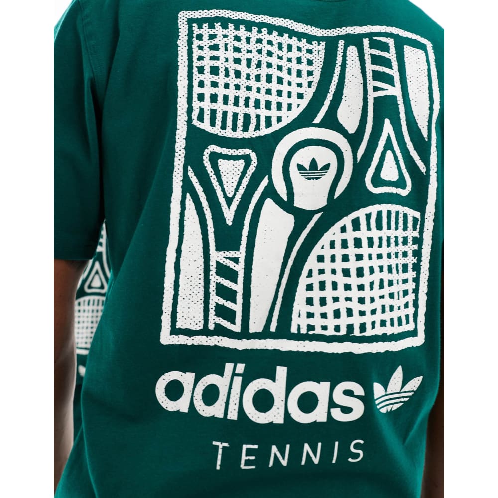 Adidas originals size xl tennis unisex graphic t-shirt with back print in collegiate green - clothing tops