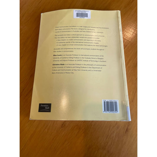 Critical communication 2nd edition - print books book - condition: used - educational - philosophy printed media
