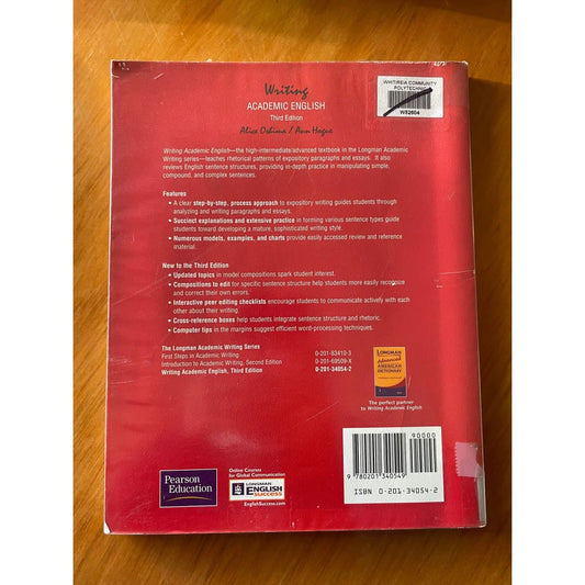 Writing academic english: third edition - alice oshima & ann hogue - print books book - condition: used - education