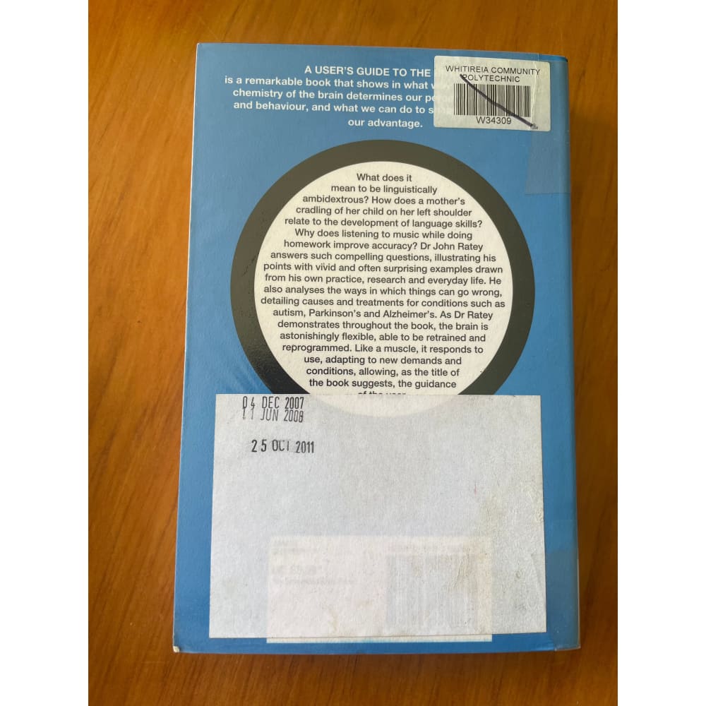 A user’s guide to the brain - john ratey - print books book - condition: used - psychology - science printed media