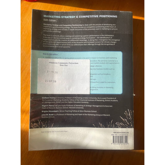 Marketing strategy & competitive positionining - print books book - business - condition: used - marketing printed media