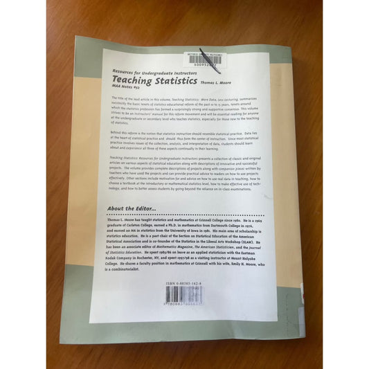 Teaching statistics - thomas l. Moore - print books book - condition: used - education printed media