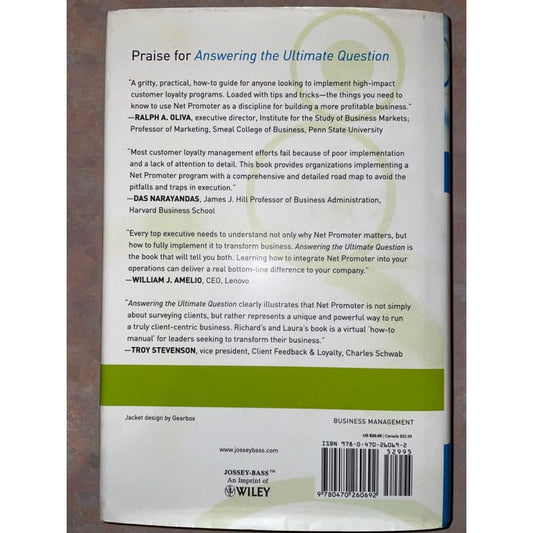 Answering the ultimate question: how net promoter can transform your business - print books book - business - marketing
