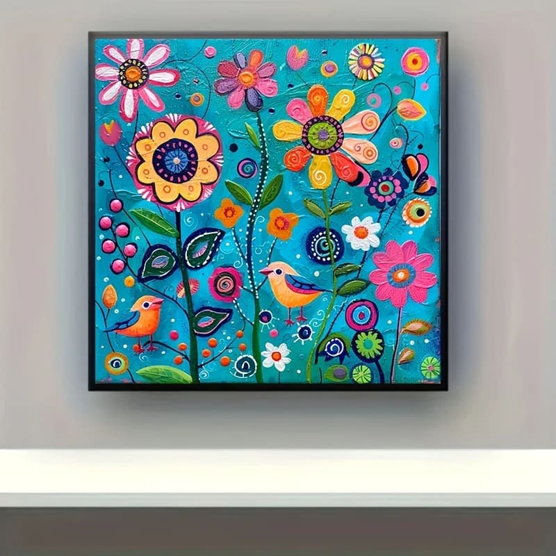 20x20cm vibrant flower & bird diamond art kit - drawing & painting kits crafts