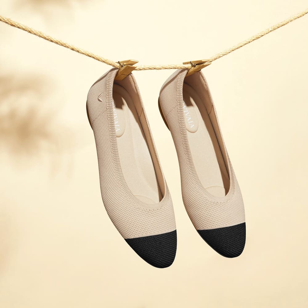 Vivaia almond-toe ballet flats (tamia 2.0) – almond black – size 8 - flats what’s new printed media