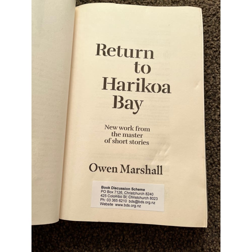Return to harikoa bay by owen marshall - books printed media