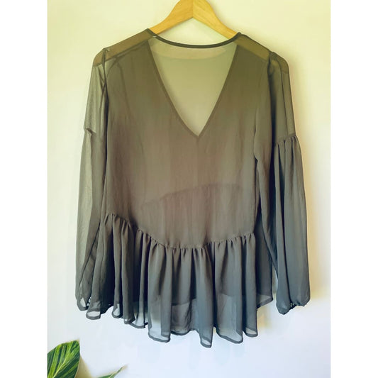 Whistle sheer top – size 6 (brand new cut-label recycled polyester with minor flaws) - blouses blouse - bnew label cut