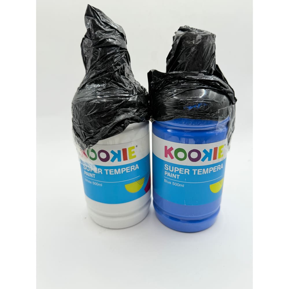 2 bottles kookie super tempera paint 500ml white and blue - art & craft paint crafts