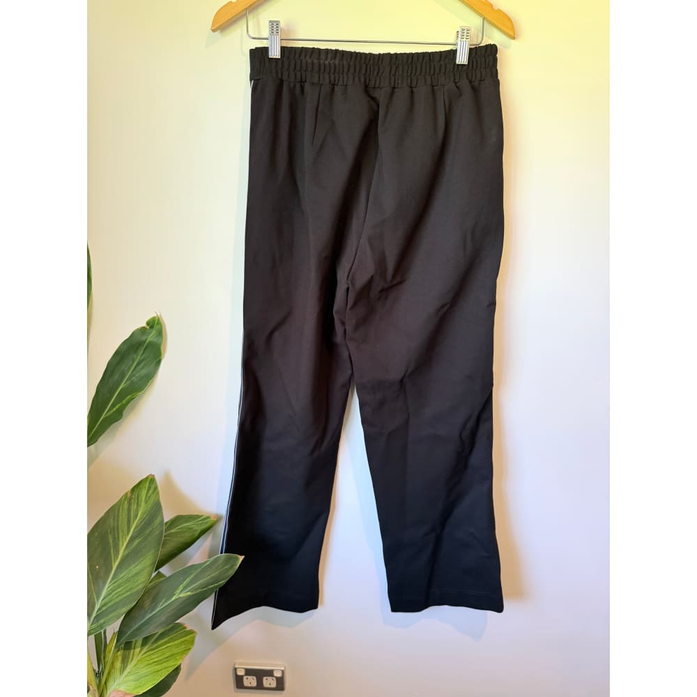 White & co cropped track pants â size 10 | black with white stripe | brand new - track pants bottom womenâs apparel