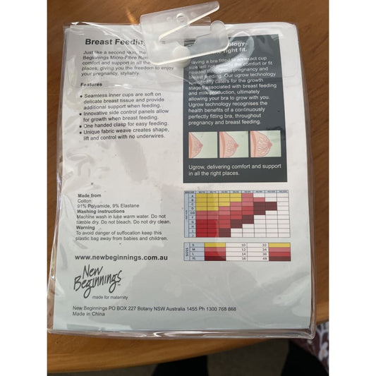 New beginnings size m breast feeding bra in white - bras bra - clothing & fashion - maternity - special categories