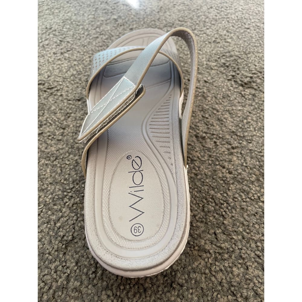 Wilde sumba slide sandals – silver with dual velcro straps | stylish & comfy – brand new - sandals clothing & fashion