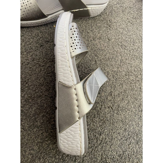 Wilde sumba slide sandals – silver with dual velcro straps | stylish & comfy – brand new - sandals clothing & fashion